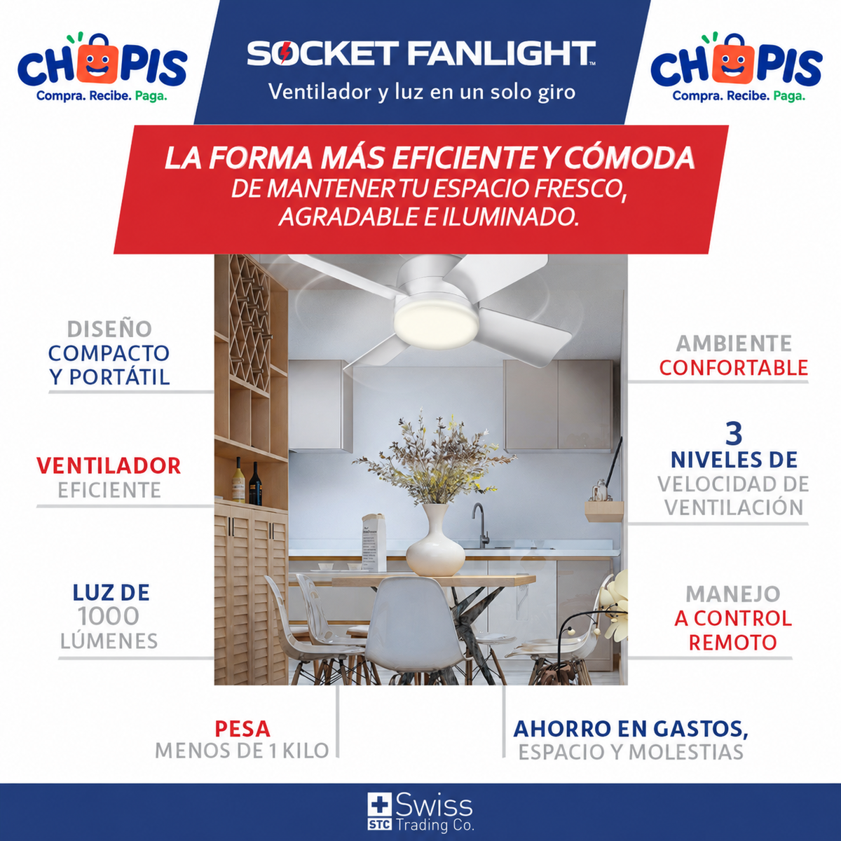 Socket Fanlight Ventilador con luz VN