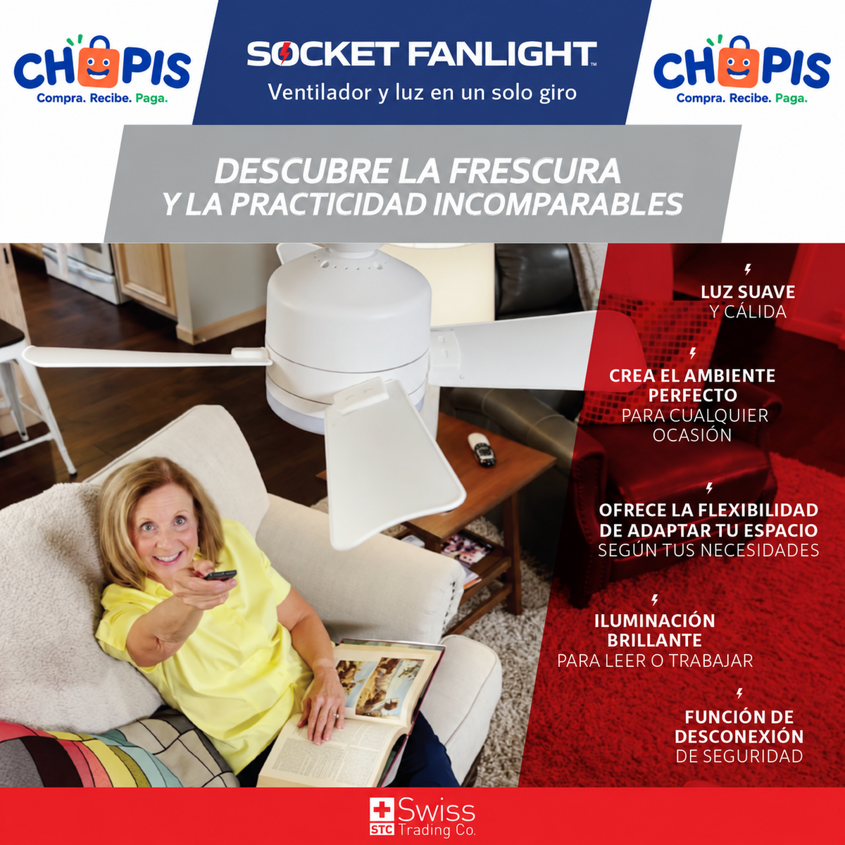 Socket Fanlight Ventilador con luz VN