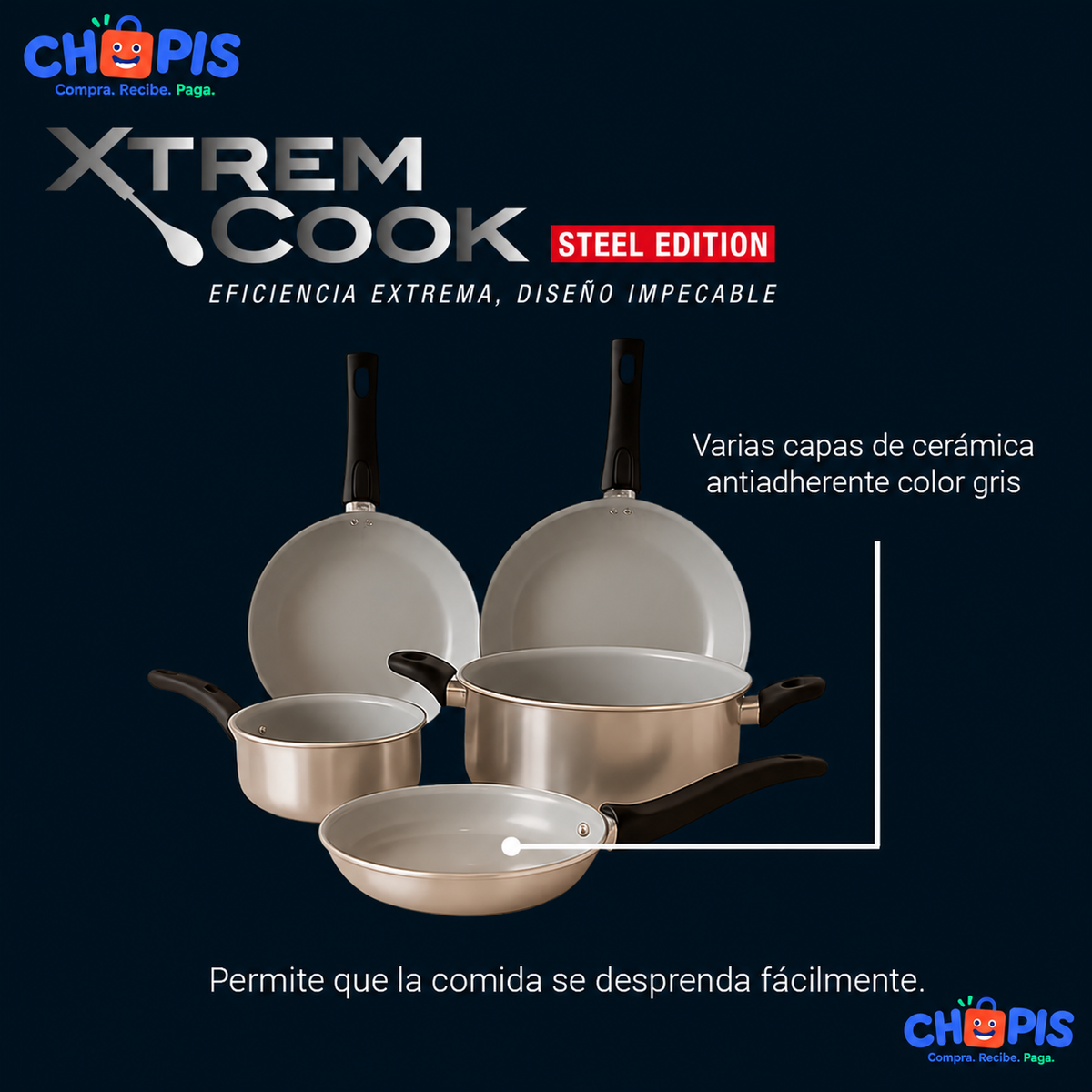 Ollas y Sartenes Xtrem Cook Steel 4 Pz