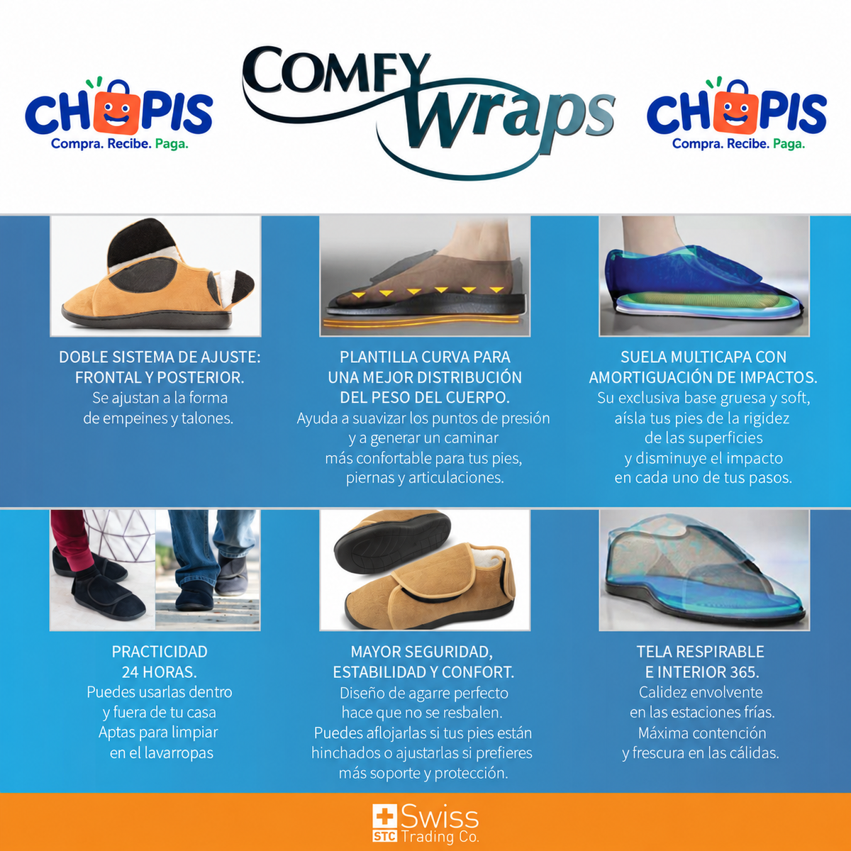 Comfy Wraps Pantuflas Ajustables