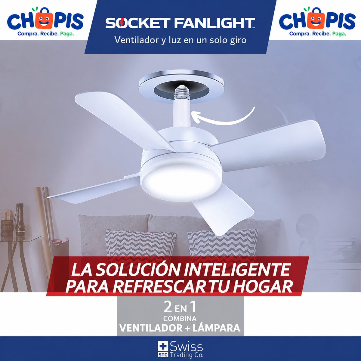 Socket Fanlight Ventilador con luz VN
